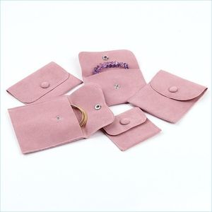 Jewelry Pouches Bags Jewelry Gift Packaging Envelope Bag With Snap Fastener Dust Proof Jewellery Pouches Made Of Pearl Veet Pink Blu Dhmhl
