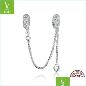 Charms 925 Sterling Sier Love Connection Safety Chain Fit Armband Hj￤rtformade smycken SCC1112 2021 Q2 Drop Leverans Fynd DHCPU