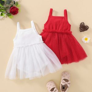 Rompers 018M Baby Girls Summer Rompers Toddler Newborn Baby Princess Girl Dots Print Sleeveless Ribbed Jumpsuits Dress Clothing J220922