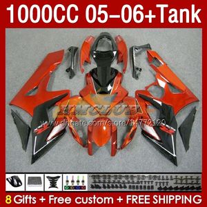 OEM Verkleidungen Tank für Suzuki GSXR1000 GSXR 1000 CC K5 orange glänzend GSX-R1000 2005–2006 Karosserie 157Nr.27 1000CC GSXR-1000 05 06 GSX R1000 2005 2006 Spritzguss-Verkleidung