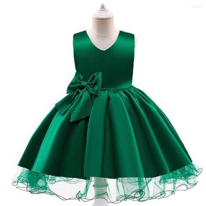 Mädchen Kleider Kinder Blume Für Mädchen Elegante Hochzeit Prinzessin Kleid Zeremonie Party Satin Grün Ballkleid 4-10 Jahre kinder Kleidung