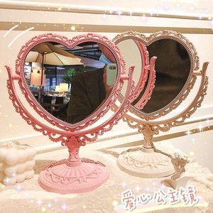 Speglar ins skrivbordsmakeup spegel k￤rlek roterbar gotisk fj￤ril rose dekor sk￶nhet verktyg rund oval hj￤rtform