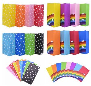 Present Wrap 5/10pcs Rainbow Polka Dot Paper Candy Bag Stand Up For Wedding Kids Birthday Snack Wrapping Supplies75Gift