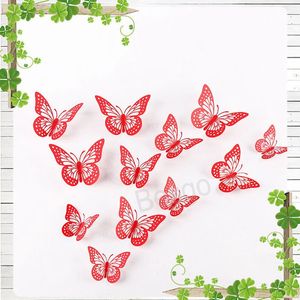 12pcs/set 3d Hollow Out Butterfly Wall Sticker Decoration DIY Home Removable Decal Decal Wedding Party Decor Decor Stickers BH7632 TYJ