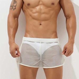 Men's Swimwear Beach Summer Swimming Mesh Transparent Shorts Sexy Lingerie Quick Dry Gay Quarter Pants J220913