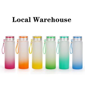Lokalt lager oz vattenflaskor värmeöverföring tryckning glas utskrivbar foto gradient frostglas kopp tomt trumlare med lock och rep z1