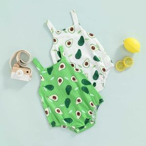 Rompers 2022 Summer Cute Toddler Clothes Baby Girl Boy Romper Infants Sleeveless Jarretl Avocado Printed Triangle Jumpsuit J220922