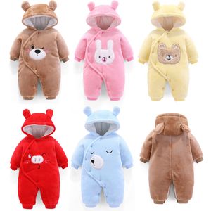Newborn Baby Girl Rompers Clothes 0-3 months Winter Thick Warm Footies Cotton Infant Kid's Overalls Cartoon Bear Boys Clothing 20220924 E3