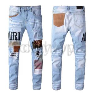 Jeans masculinos 2022 jeans de jeans de motocicleta de motocicleta jeans jean rock skinny slim ripped hole hole designer calça calças 9 cores calças jeans