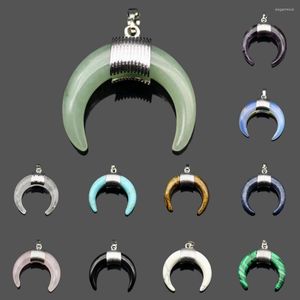 Anhänger Halsketten Naturstein Kristall Hörner Form Stilvolle Halskette Schmuck Halbmond Originalität Charme Mode Reiki Heilen Hängen Zubehör