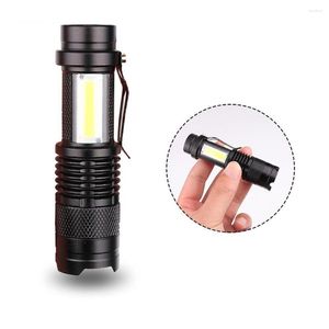 Lighting Cob Mini LED Torch Outdoor Light Night Work Searchlight Zoom Fishing Camping Handheld