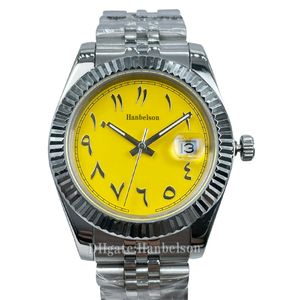 Herrenuhr Asia 2813, Automatikwerk, Saphirglas, 41 mm, gelbes arabisches Ziffernblatt, Armbanduhren, Stahlgehäuse, Millennium-Armbanduhren, 8 Farben