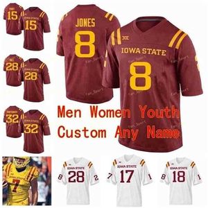 SJ Custom Isu Iowa State Cyclones College Footbald Jerseys 10 Брайан Пиви Парк Джейкоб 14 Тарике Милтон 15 Брок Перди 17 Кайл Кемпп сшит