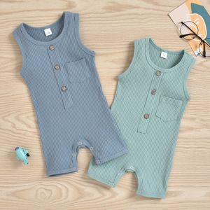 Rompers Summer Newborn Baby Romper Solid Color Bab