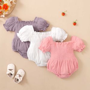 Rompers Babhirgher Solid Color Romper Sweet Baby Starmes Square Collar Cotton Jumpsuit Summer Clotes J220922