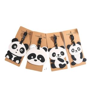 Creative PVC Panda Bagage Tag Keychain Party Favor Portable Cartoon Travel Etikett Keyring JNB15686