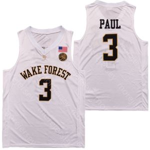 College NCAA Wake Forest Demon Deacons Basketballtrikot Paul Grau Weiß Größe S-3XL Alle genähten Stickereien