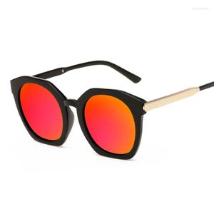 Sonnenbrille Beschichtung Spiegelte Sonnenglas Rundkreis Lens Frau Square Punkte Frauen Brille Marke Designer M￤nner Lunette de Soleil