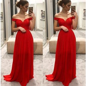 Prom 2023 Abiti rossi dalla lunghezza del pavimento in chiffon in pizzo cinghiali personalizzati fatti una linea abiti da sera arricciati vestidos abbigliamento ocn formale