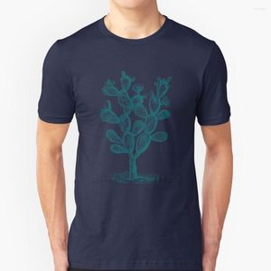 Męskie koszulki Kactus ilustracja T-shirty czyste bawełniane koszulki O-Neck Men Great Mexico Monotone Line Greek Kaktos Flower Plant Spiny