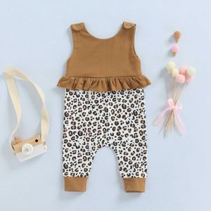 Rompers Baby Barge Romper Summer Newborneseveless Girl Leopard Print Jumpsuit Baby Cotton Soft Clothing Outfits J220922