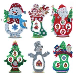 Jul diamantmålning dekorationer akryl DIY Merry Xmas Santa Tree Snowman Art Crafts For Home Office Desktop Ornament GCB15695