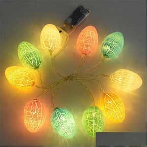 Party Decoration 10Leds påskdekorationer för hem Egg LED String Light Fairy Lights Wedding Ornament Garland Drop Delivery 2021 Gar DHFMP