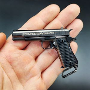 Colt 1911 Pistol Alloy Keychain - Black Miniature Model Backpack Pendant Decoration Gift for Boys