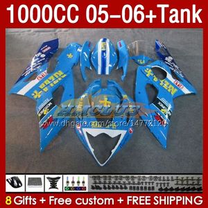 OEM RIZLA Blue Carenature Serbatoio per SUZUKI GSXR1000 GSXR 1000 CC K5 GSX-R1000 2005-2006 Corpo 157No.06 1000CC GSXR-1000 05 06 GSX R1000 2005 2006 Carenatura per stampi ad iniezione