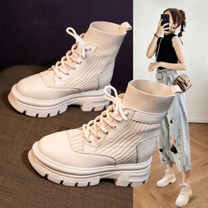 Boots Hot Women Fashion Autumn and Winter Nude 2022 New Nasual Shoes Hore Woman Style British Style Botas de Mujer Y2209