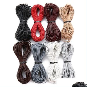 Cord Wire 10Meter/Lot 2Mm 100% Genuine Round Leather Cord Jewelry For Bracelet Thread Rope Necklace Making Finding 1192 Q2 Drop Deli Dh9Py