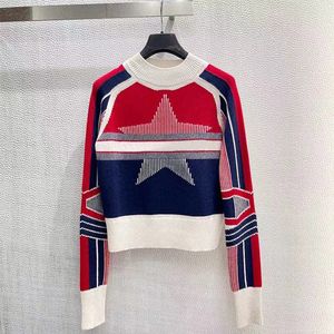 Designer womens sweaters pullover Jacquard five-pointed star knitted sweater girl printed loose knits women