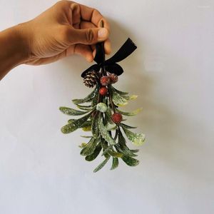 Dekorativa blommor kvalitet br￶llop dekorationer glitter frostade kvistar julkransar dekor konstgjord mistel imitation v￤xter kransar
