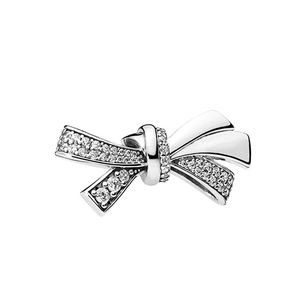 925 Sterling Silver Sparkling Bow Charm smycken DIY P￤rlor med originalbox f￶r Pandora Snake Chain Armband Bangle Making Charms Tillbeh￶r