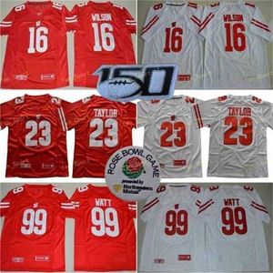 Sj NCAA Wisconsin Badgers College Football 16 Russell Wilson Trikot Herren 99 JJ Watt 23 Sj Nathan Taylor Rot Weiß