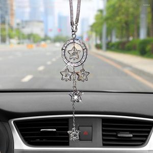 Interior Decorations Stars Car Pendant Metal Crystal Pentagram Hanging Ornament Charms Auto Rearview Mirror Decoration Dangle Suspension