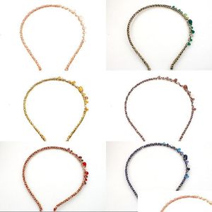 Pannband Colourf Crystal Women Hair Bands Handgjorda f￤rgkontrast Guldtr￥d huvudbonader Irregar pannband Tillbeh￶r 1qs J2 Drop Del Dhlbt