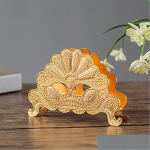 Tissue Boxes Napkins Europe Style Table Holder Napkin Rack Stand Metal Art Craft Home Decoration El Restaurant Desktop Cafe Ornament Dhqvw