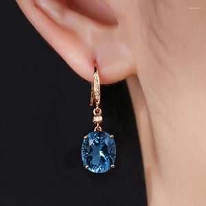 Dangle Earrings MOONROCY Rose Gold Color Crystal Hook Trendy Blue For Women Girls Drop Gift Party Jewelry Wholesale