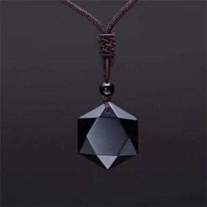 Svart Obsidian Pendant Necklace Star Lucky Love Crystal Necklace Christmas Gift