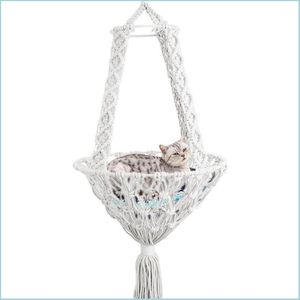 Arazzi Arazzi Cat Hammock Pet Hanging Woven Fringe Swing Bed Chair Bohemian Home Decorazione della parete Drop Delivery 2021 Garden Car Dh74L