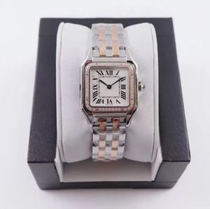 2022 Kobiety zegarki 27 mm lub 22 mm złoty/srebrny kwarc ze stali nierdzewnej damski zegarek z diamentowym eleganckim zegarem Montre de Luxe Santo prezent 316L