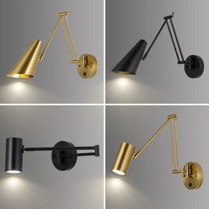 Nordic LED lampa ścienna nowoczesne żelazne lampy do salonu sypialnia badanie wystrój domu Regulowany sylwetka do czytania ścienne oprawy oświetleniowe