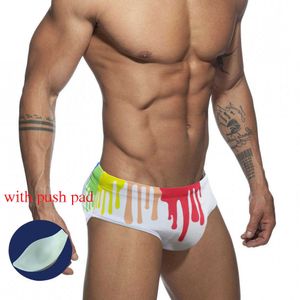 Men's Swimwear European And American New Men Rainbow Print Summer Fashion Sexy Low Waist Beach Swimming Resort String Shorts J220913