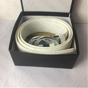 2023 Belts Womens Mens Belt Black Genuine Leather Gold Smooth Buckle with White Box Dust Bag White Gift Bags Card SIZE 105-120CM