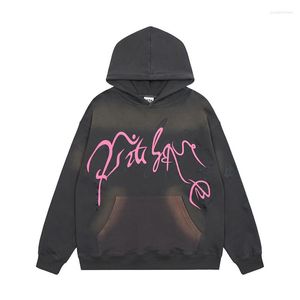 Męskie bluzy z kapturem hip -hop wydrukowane ponadwymiarowe swobodne bluzy harakuju streetwear długie rękawy pullover dla męskiego vintage