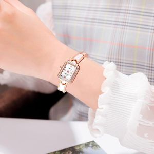 Relógios de pulso de design exclusivo design retângulo de diamante quartzo relógio de aço inoxidável