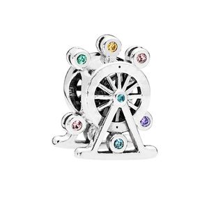 Autentisk Sterling Silver Ferris Wheel Pärlor Charm Diy smycken Tillbehör för Pandora Snake Chain Armband Bangle Making Charms med originallåda