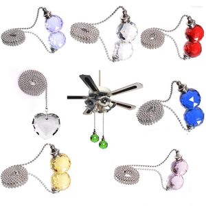 Estatuetas decorativas janela de teto de cristal colorido pendurada suncatcher com cabo de luz de corrente de luz maça de tração pingente pingente diy contas