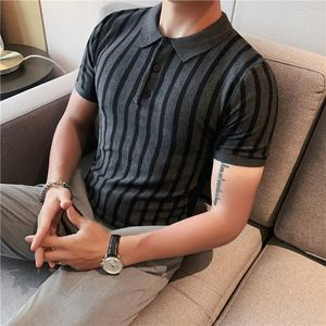 Polos męski 2022 Klasyczne w paski dzianinowe koszule polo Men Summer Tree TEE TEE TEE TEE Casual Slim Business Social Male Clothing